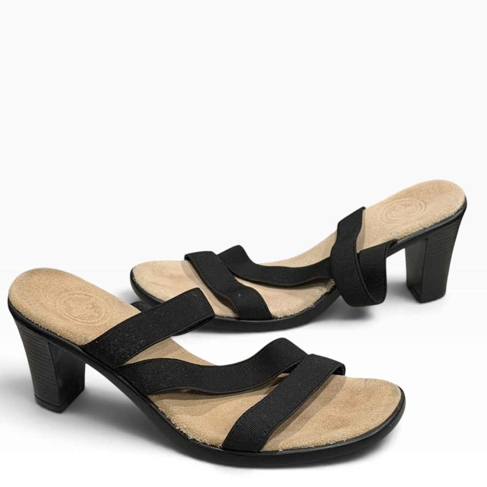 Charleston Shoe Company Jac Strappy Sandal Womens 6 Black Elastic Straps Dressy